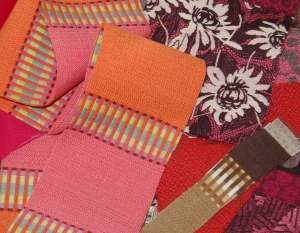 Bright stripe and floral fabric samples